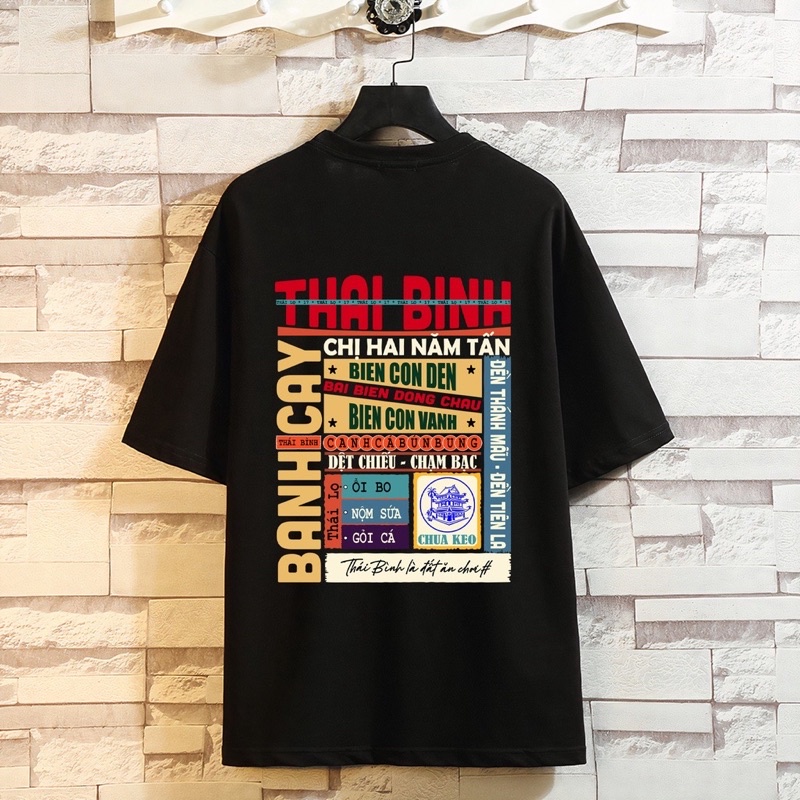 Áo thun nam nữ, áo phông nam nữ tay lỡ unisex, chất vải cotton 100% co dãn 4 chiều in đặc sản Thái Bình