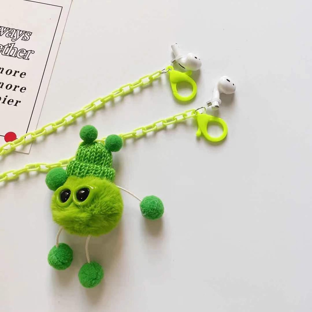 Dây Xích Đeo Mặt Nạ / Tai Nghe / Dây Chuyền Bằng Acrylic Đính Quả Bông Xanh Hoạt Hình