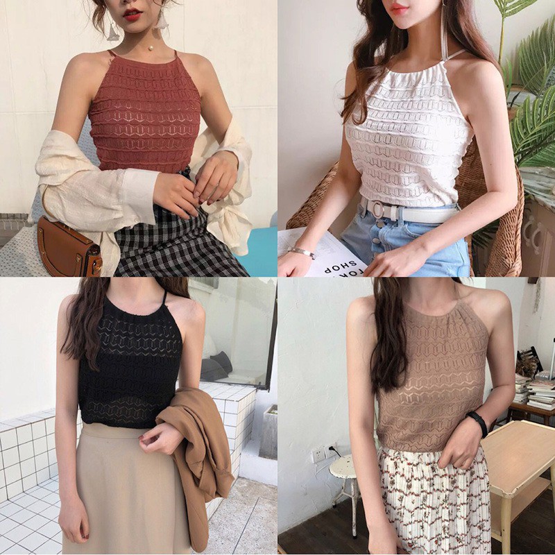 Áo dệt kim nữ cổ tròn không tay | BigBuy360 - bigbuy360.vn