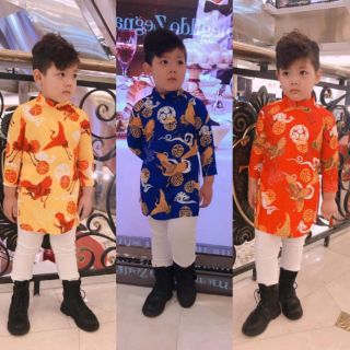 Áo dài diện tết cực xinh cho bé trai kèm quần (ảnh thật phía sau)