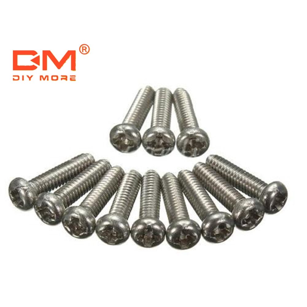 Set 50 vít M2 DIYMORE máy hệ mét Phillips đuôi trơn đầu tròn bằng thép không gỉ 6mm