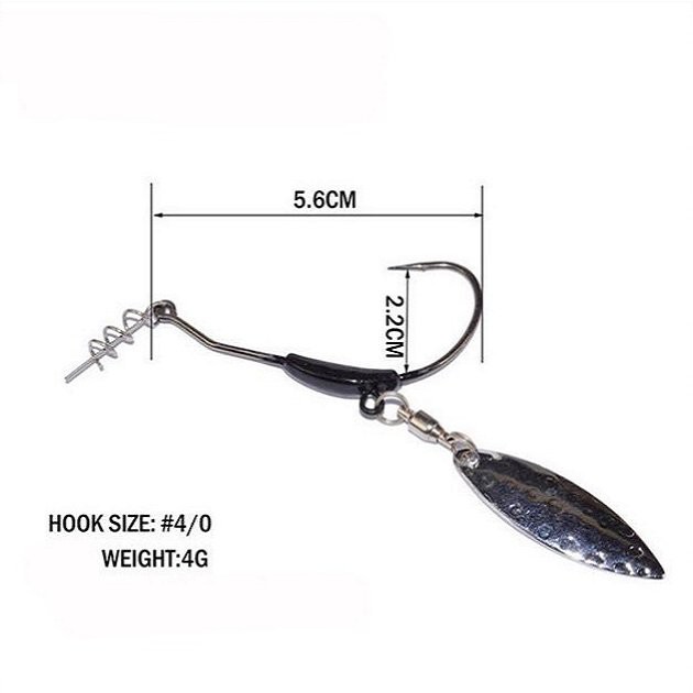 Lưỡi câu cá lóc có thìa size 4/0 dài 5.6cm x 4g, lưỡi câu mồi mềm nff mồi giả dùng câu lure lóc chẽm sộp chuối