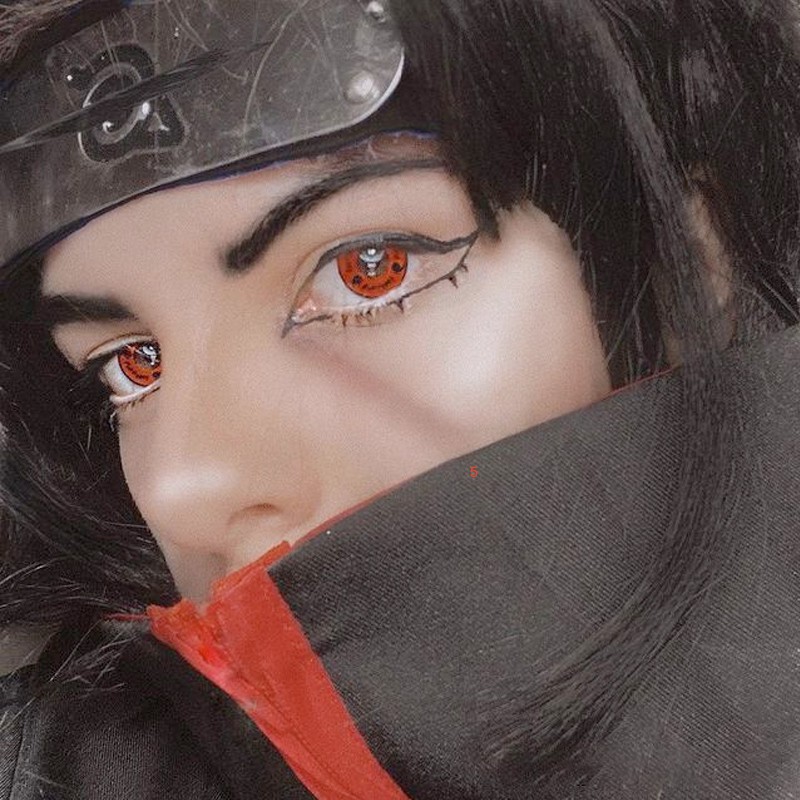 1Cặp Naruto Cosplay Kính Áp Tròng itachi Sasuke Uchiha Sharingan 14.50mm Contact lens