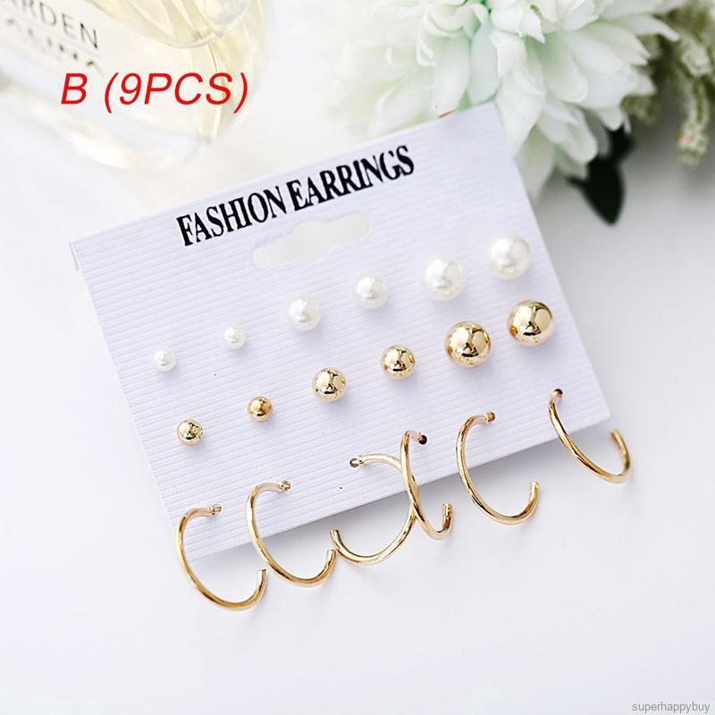 Set 9 Đôi Khuyên Tai Phong Cách Hàn Quốc Thời Trang Cho Nữ