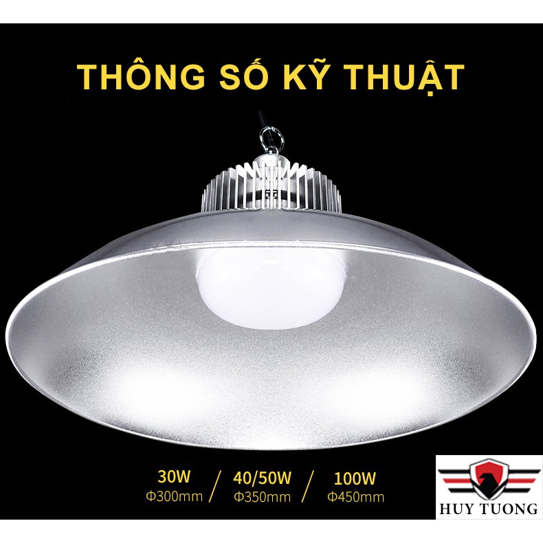 Đèn Led pha xưởng đui xoáy ánh sáng trắng chụp đèn tròn ( 30W - 50W - 100W ) cao cấp - Huy Tưởng
