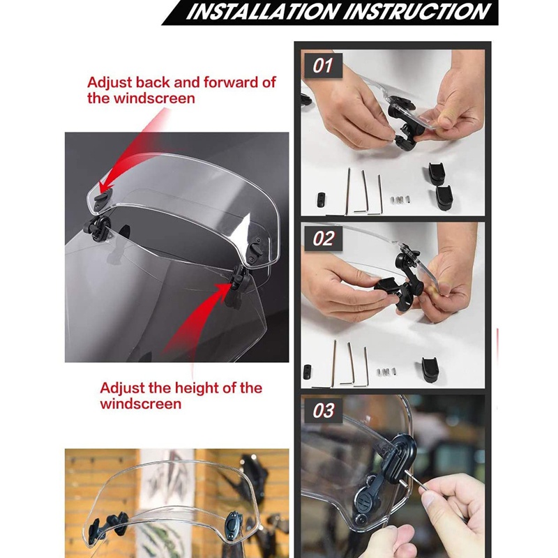 Kính Chắn Gió Mở Rộng Tùy Chỉnh Tiện Dụng Cho Xe Mô Tô Honda Suzuki Kawasaki Yamaha