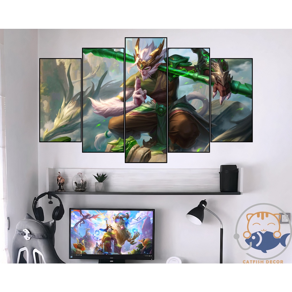 Tranh dán tường decor góc gaming - LOL Dragon - bộ 3