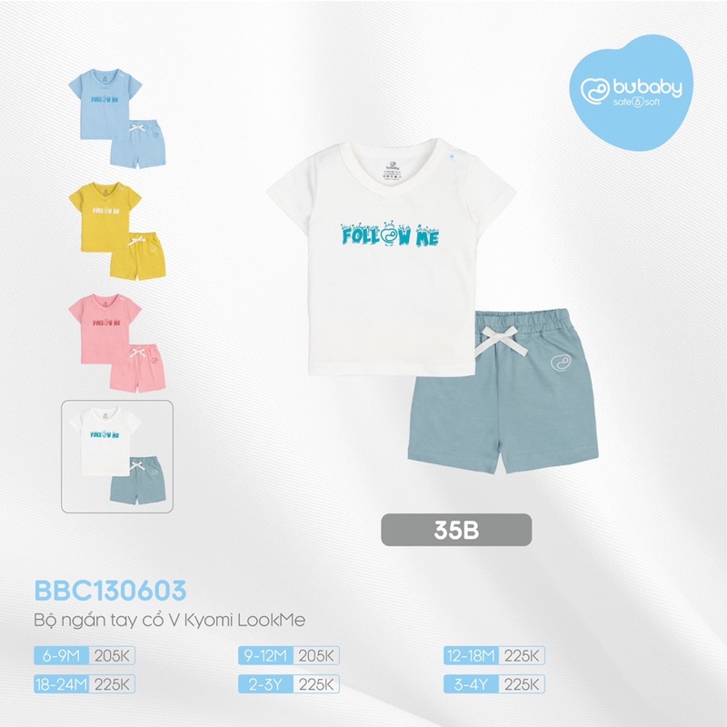 Bubaby! Bộ ngắn tay cài vai quần đùi Kyomi Lookme chất liệu Bamboo cotton cho các bé từ6m-4y.