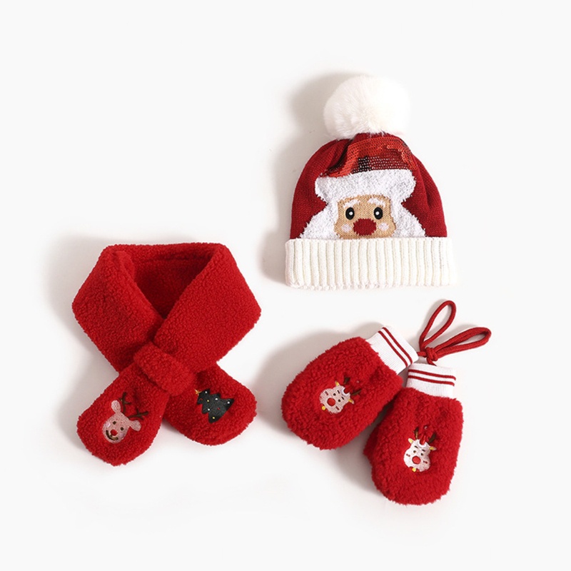 Set Mũ beanie Kèm Khăn Choàng Cổ Và Găng Tay Giữ Ấm Mùa Đông Cho Bé 2-8 Tuổi