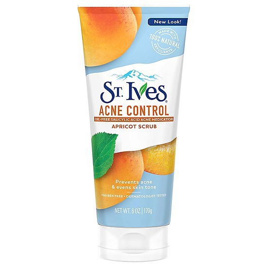 Sữa Rửa Mặt ST.IVES Tẩy Da Chết Ngăn Ngừa Mụn Chiết Xuất Trái Mơ  Acne Control Apricot Scrub 170g Chính hãng Mỹ