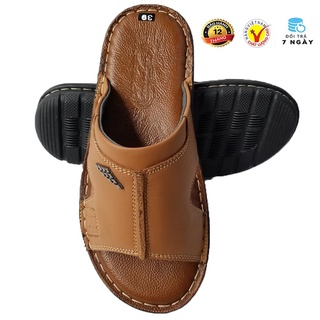Dép nam quai ngang da bò, dép da nam da bò thật cao cấp hkt shop dn126