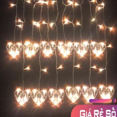 Đèn nháy trang trí thả mành tim đặc 12 tim
