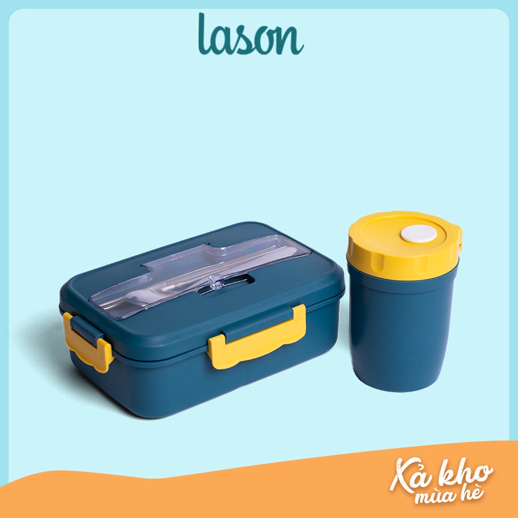 Bộ hộp cơm tiết kiệm Lason, cà men đựng cơm, kèm hộp đựng canh và thìa đũa HC00120