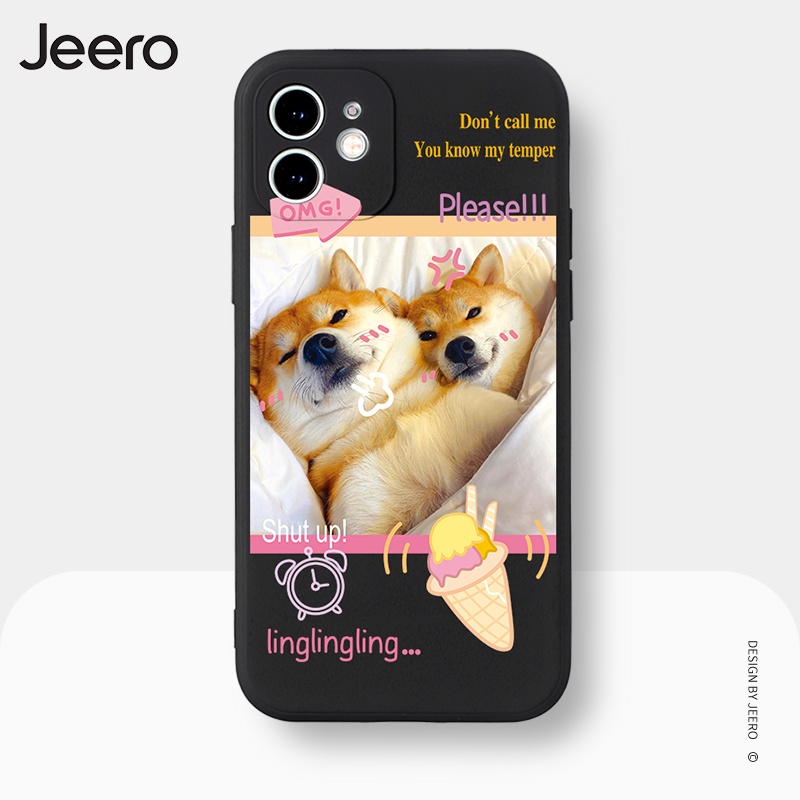 Ốp điện thoại JEERO viền vuông họa tiết cặp đôi  dễ thương đẹp Compatible for IPHONE 13 12 11 PRO MAX SE 2020 X XR XS ip 8 7 6 6S Plus kute XY1451