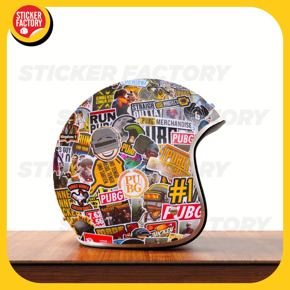 PUBG - hộp set 100 sticker decal hình dán nón bảo hiểm , laptop, xe máy, ô tô - STICKER FACTORY