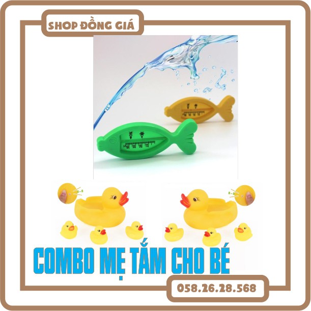 [shop 10k]Nhiệt độ đo nước tắm cho bé hình con cá + Vịt đồ chơi thả nước