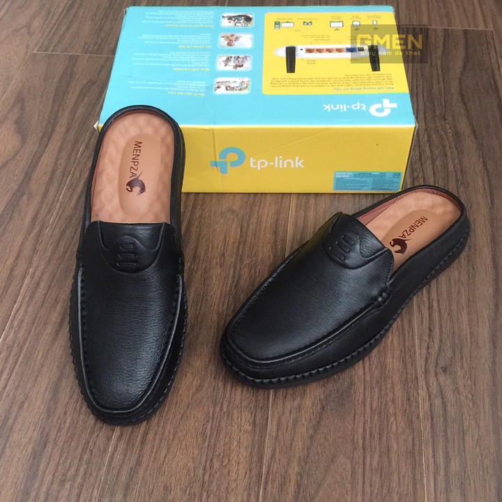 Giày sục nam thiết kế chất liệu da bò nguyên tấm đế cao su êm chân TK0565 | BigBuy360 - bigbuy360.vn