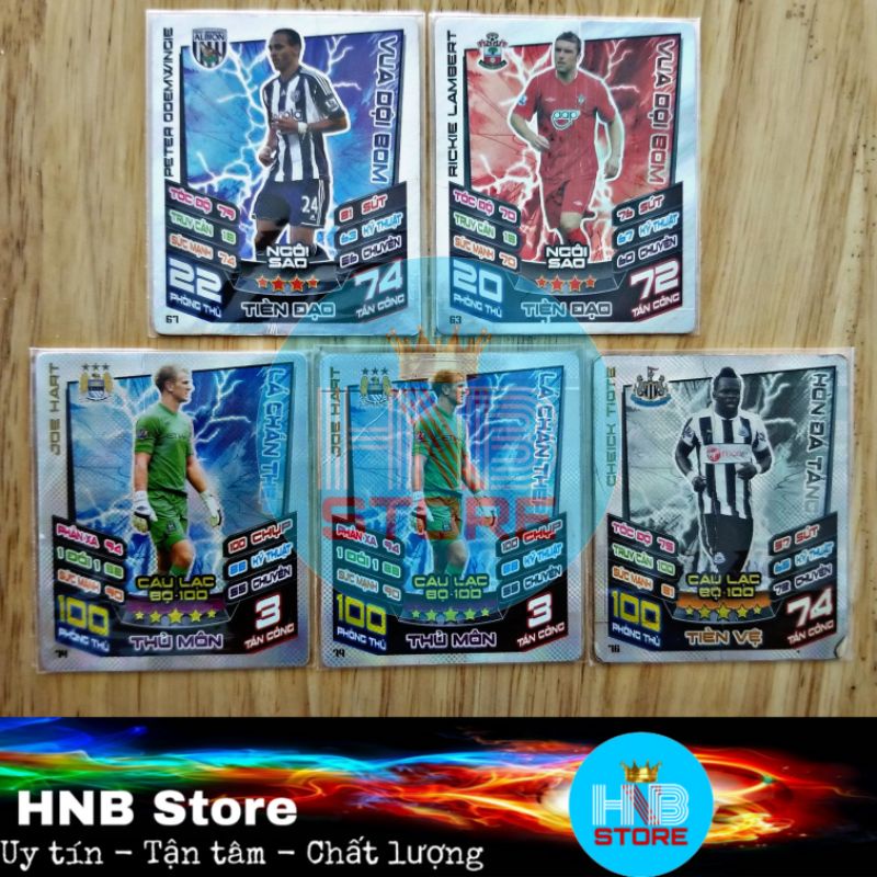 Thẻ cầu thủ Insert lấp lánh cũ và nhăn - Match Attax Poca 12/13