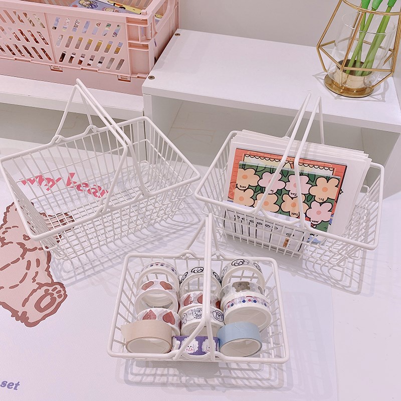Giỏ tay cầm xinh xắn 2 màu decor trang trí chụp ảnh