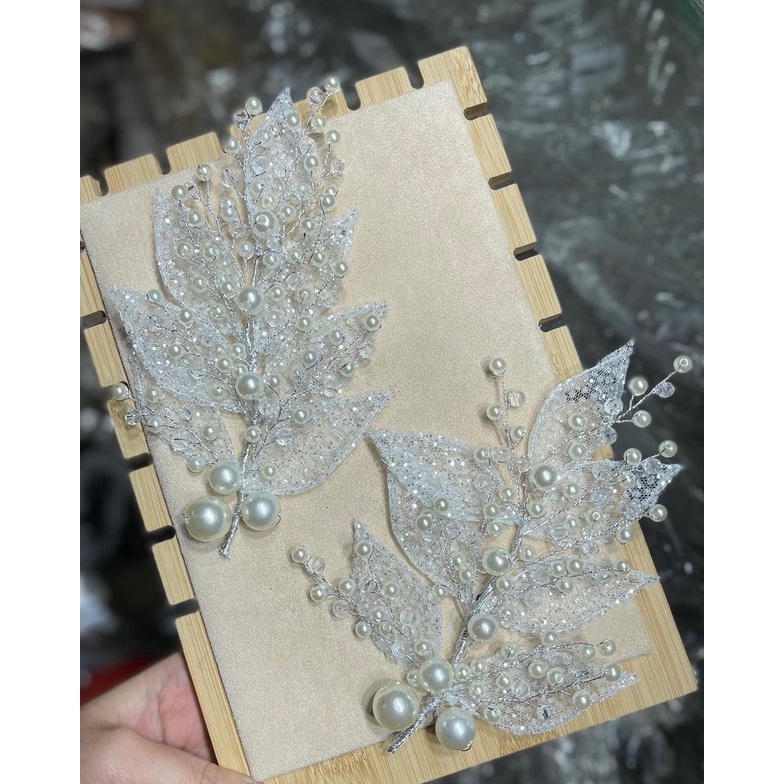 Cài tóc cô dâu lá ngọc kim sa siêu xinh-HC18