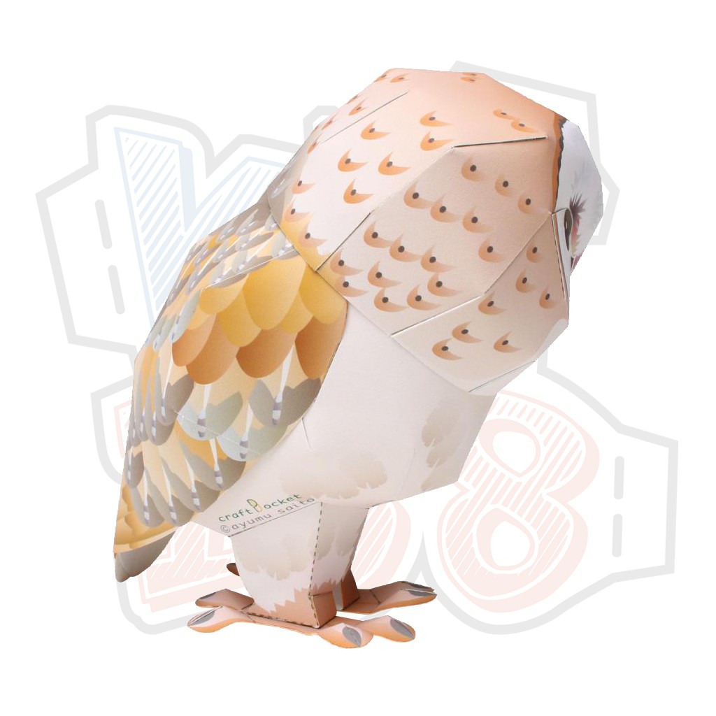Mô hình giấy động vật Cú Lợn Lưng Xám - Barn Owl