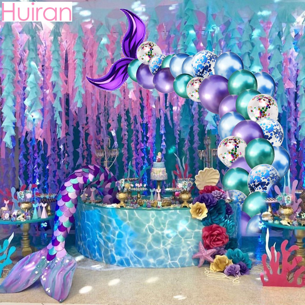 Bộ bong bóng nàng tiên cá Trang trí tiệc sinh nhật cho trẻ em Bữa tiệc chủ đề động vật
