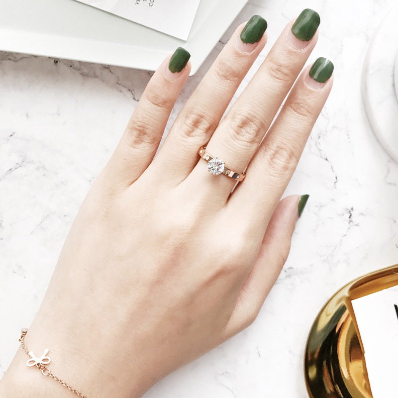 One Nhẫn Mạ Vàng Hồng 18K Đính Đá Zircon Sang Trọng