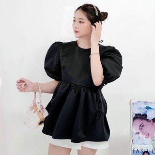 Áo babydoll tafta khoét lưng đen tingoan CELINIE BLOUSE/BL
