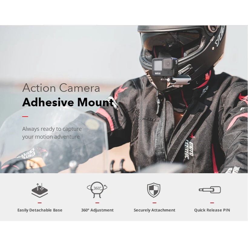 Pgytech Giá Đỡ Máy Ảnh GoPro camera Osmo action Insta 360 Gắn Mũ Bảo Hiểm Xe Mô Tô