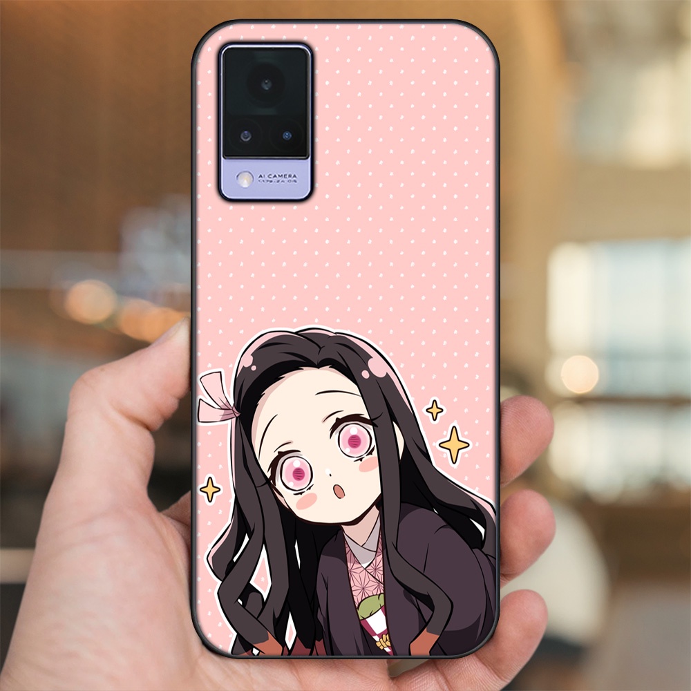 Ốp lưng Vivo V21 viền đen in hình Nezuko Kimetsu no Yaiba