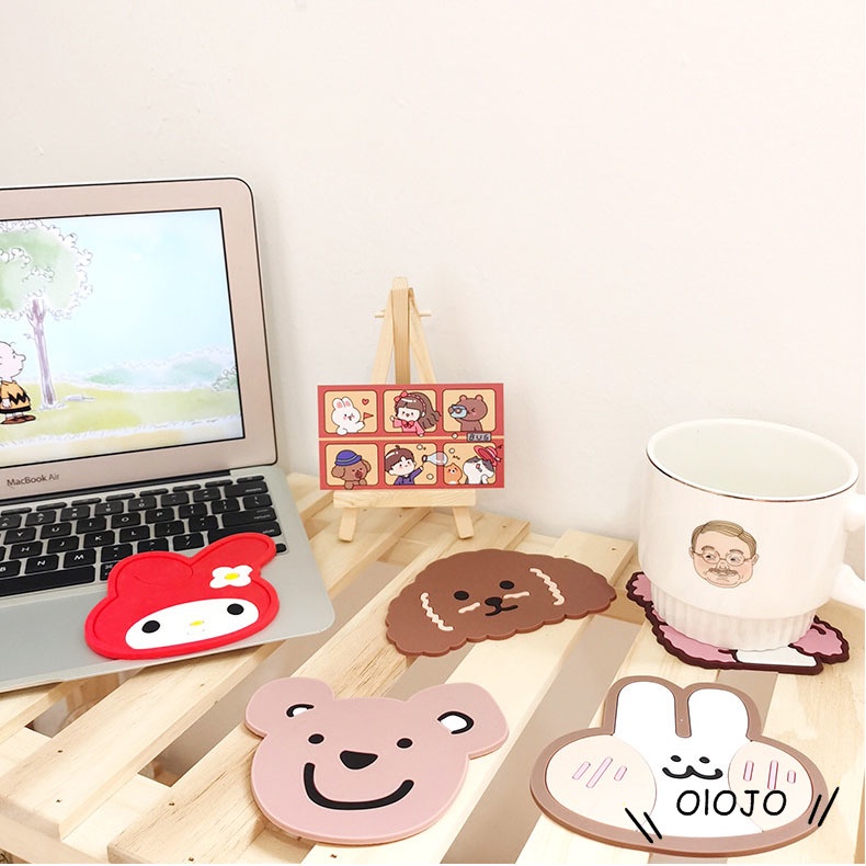 Tấm Đế Lót Ly Nước Bằng Silicon Chịu Nhiệt Chống Trượt Kiểu Dáng Hoạt Hình Dễ Thương Tiện Lợi