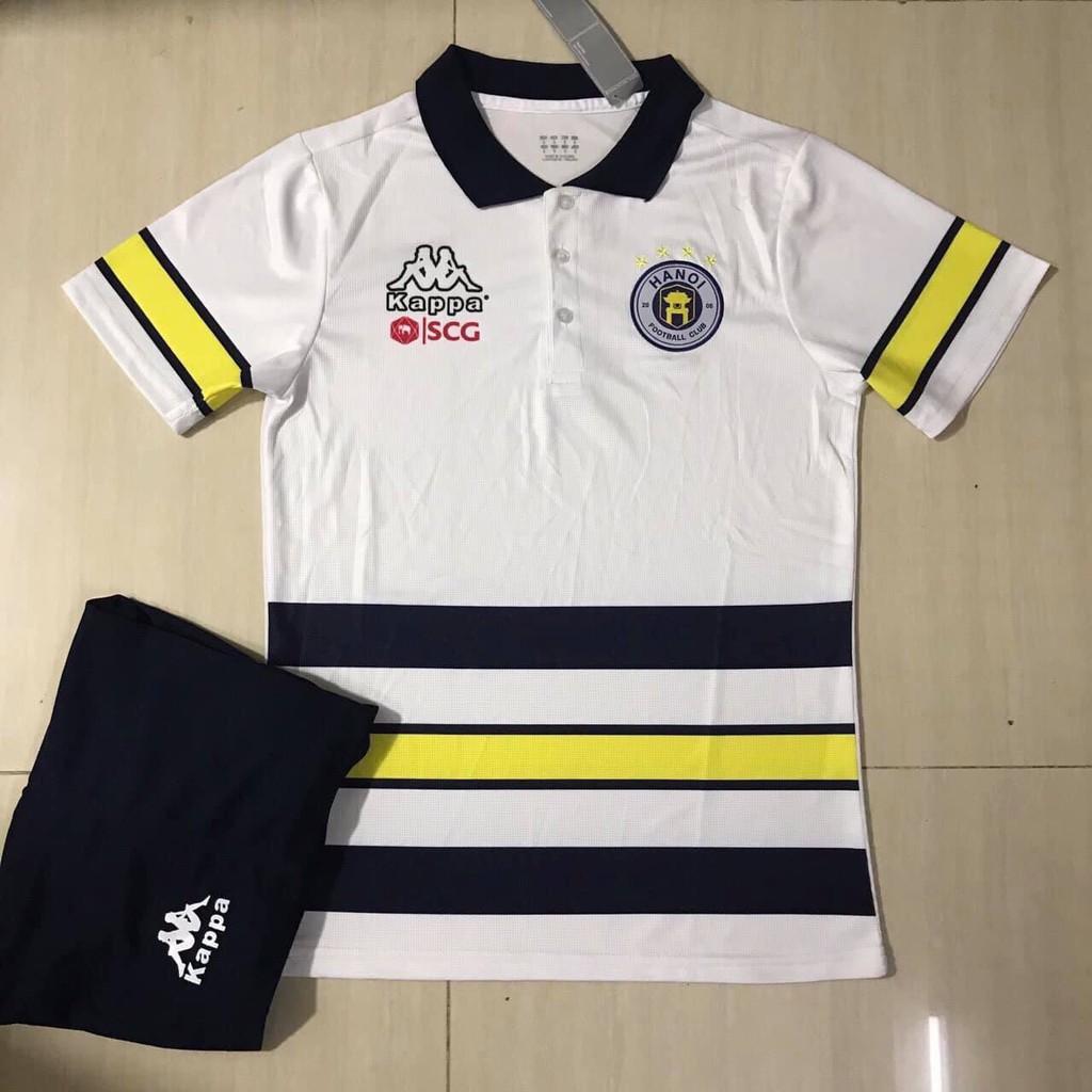 T TOKY SHOP Bộ quần áo đá bóng Hà Nội Polo vải dệt kim cao cấp, size châu âu, quần có túi mẫu 2019 ☭