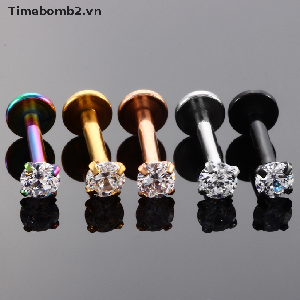 Bộ 2 Khuyên Xỏ Môi Đính Đá zircon Thời Trang 18G