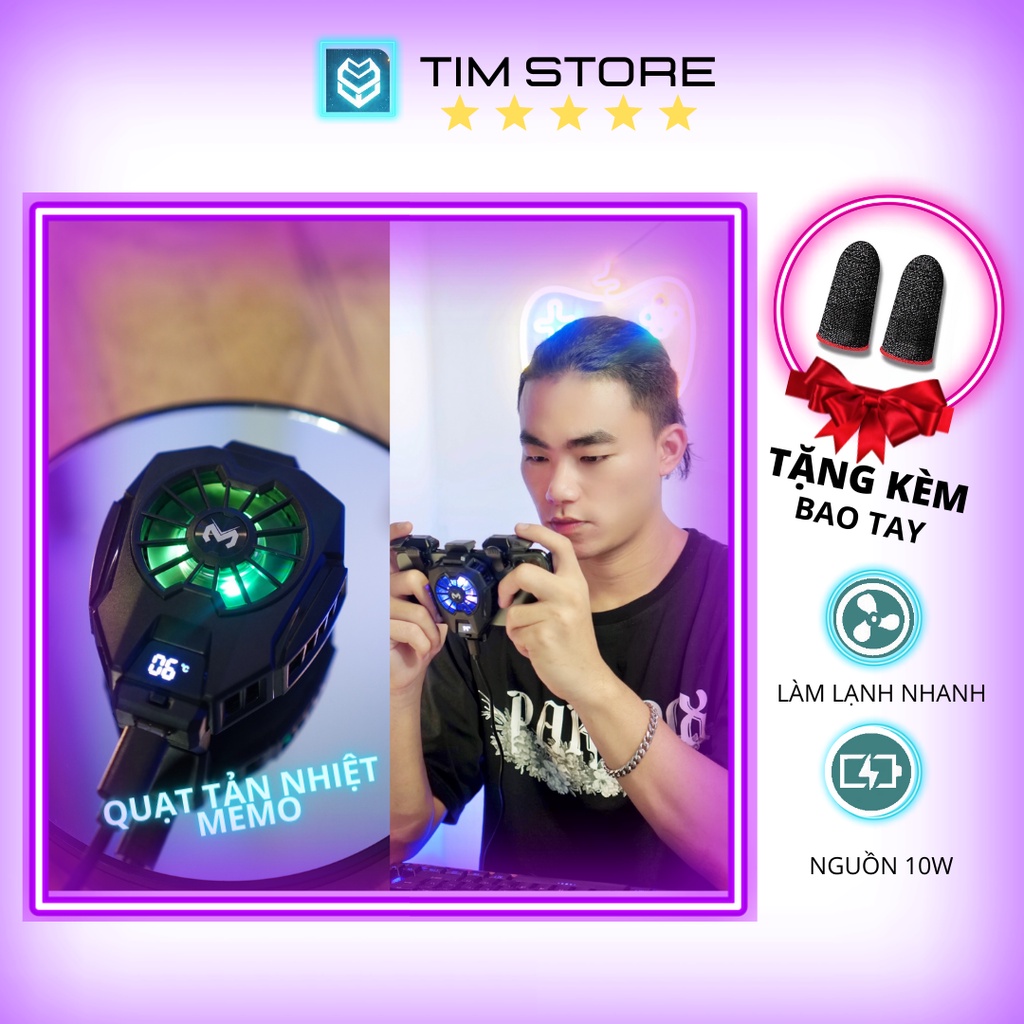 Quạt tản nhiệt sò lạnh MEMO DL05 TIM STORE GAMING cho điện thoại . Đèn LED RGB, kẹp thu vào 2 chiều.