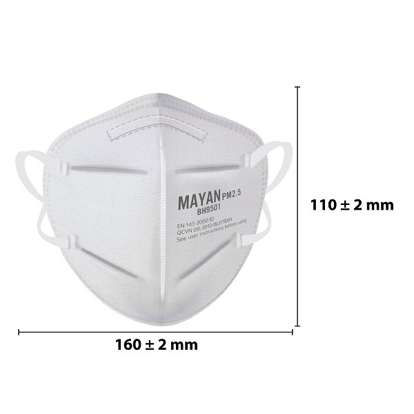 Khẩu Trang Mayan PM2.5 BH9501 Ngăn Vi Khuẩn 99%, Lọc Bụi 95% Hộp 25 Gói