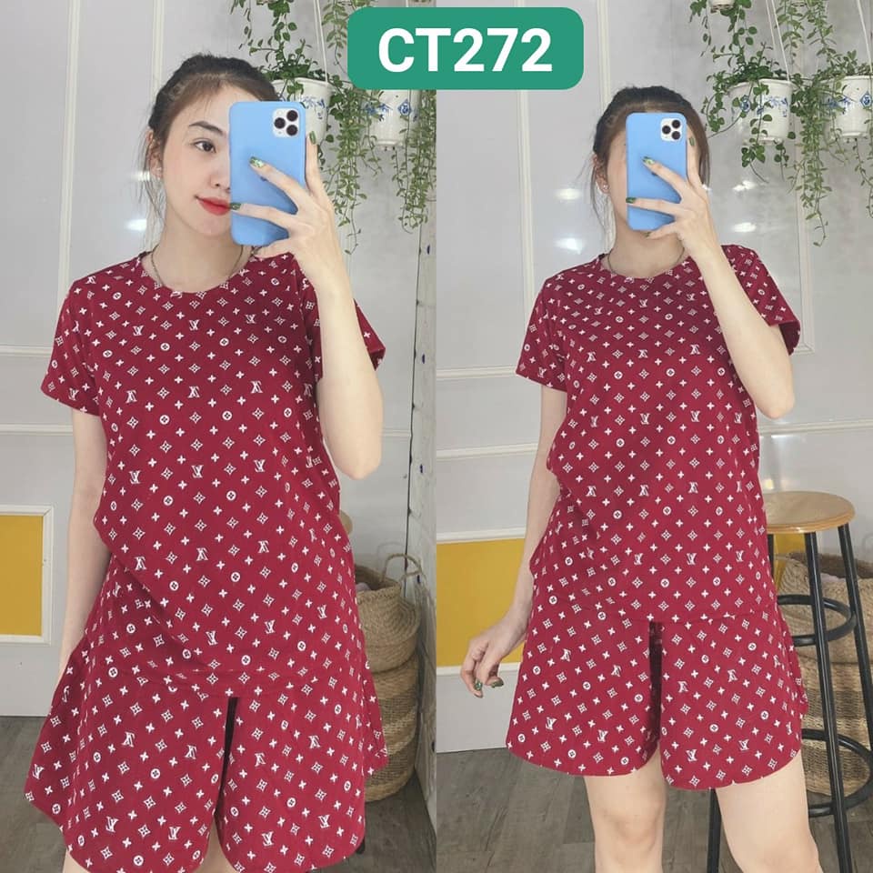 Đồ Bộ Lửng Nữ Mặc Nhà Dễ Thương Set Tay Ngắn Quần Kiểu Váy Mặc Tôn Chân Đẹp, Chất Vải Cotton Co Giãn 4 Chiều