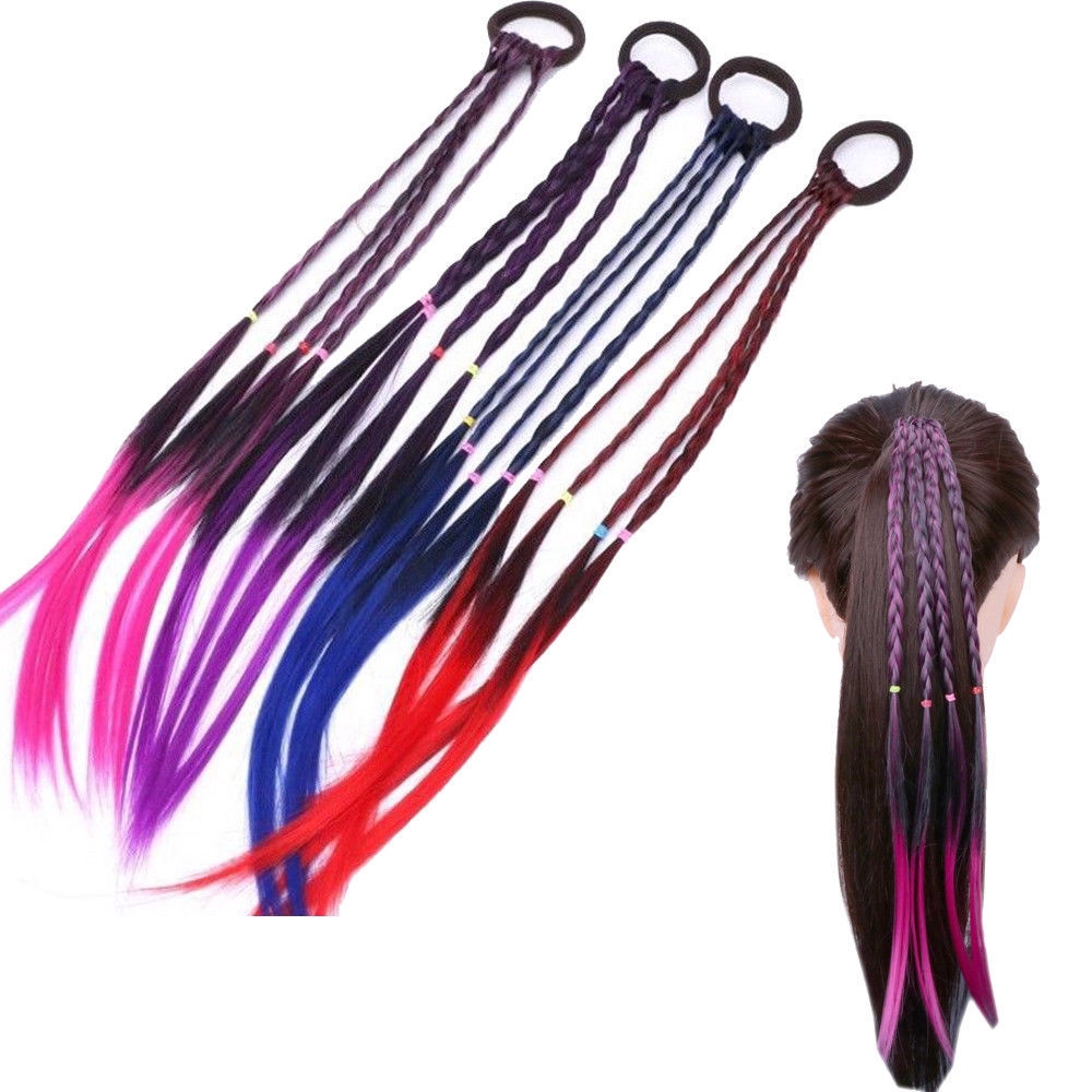 Dây thun buộc tóc họa tiết 4 nhành thắt bím độc đáo năng động nhiều màu