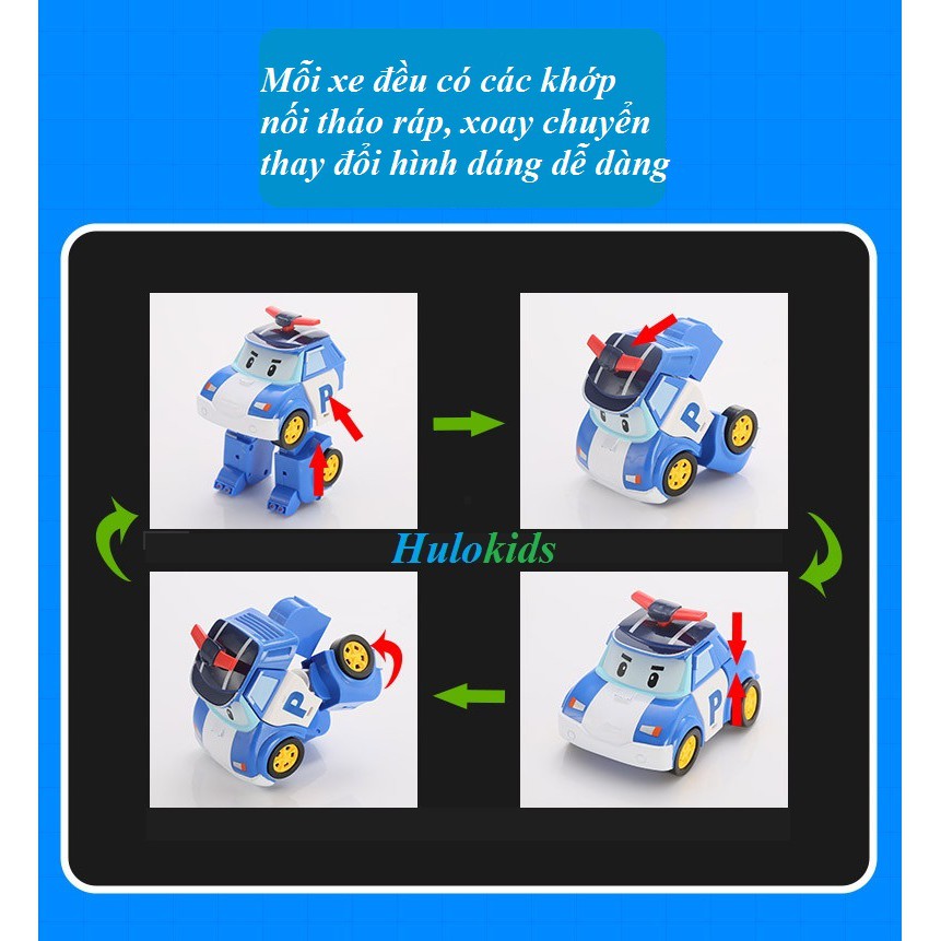 {Loại 1} Bộ 6 xe biến hình Robocar Poli phim hoạt hình Poli và những người bạn