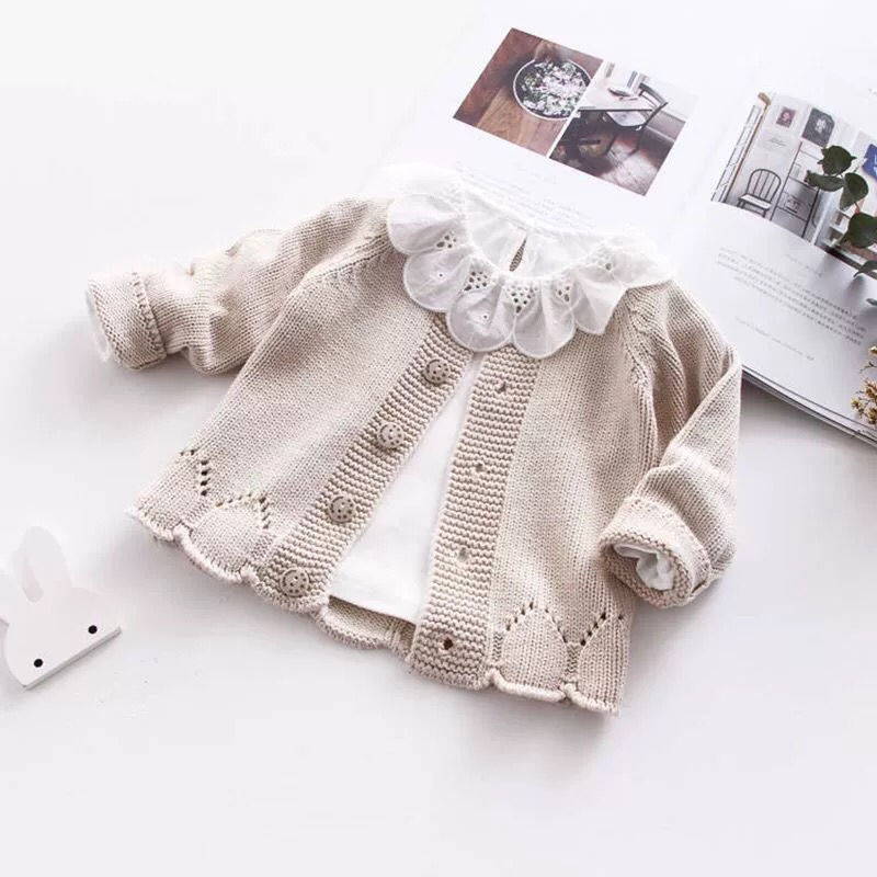 Áo Khoác cardigan Len Dệt Kim Thời Trang Xuân Thu Dành Cho Bé Gái 1-3 Tuổi