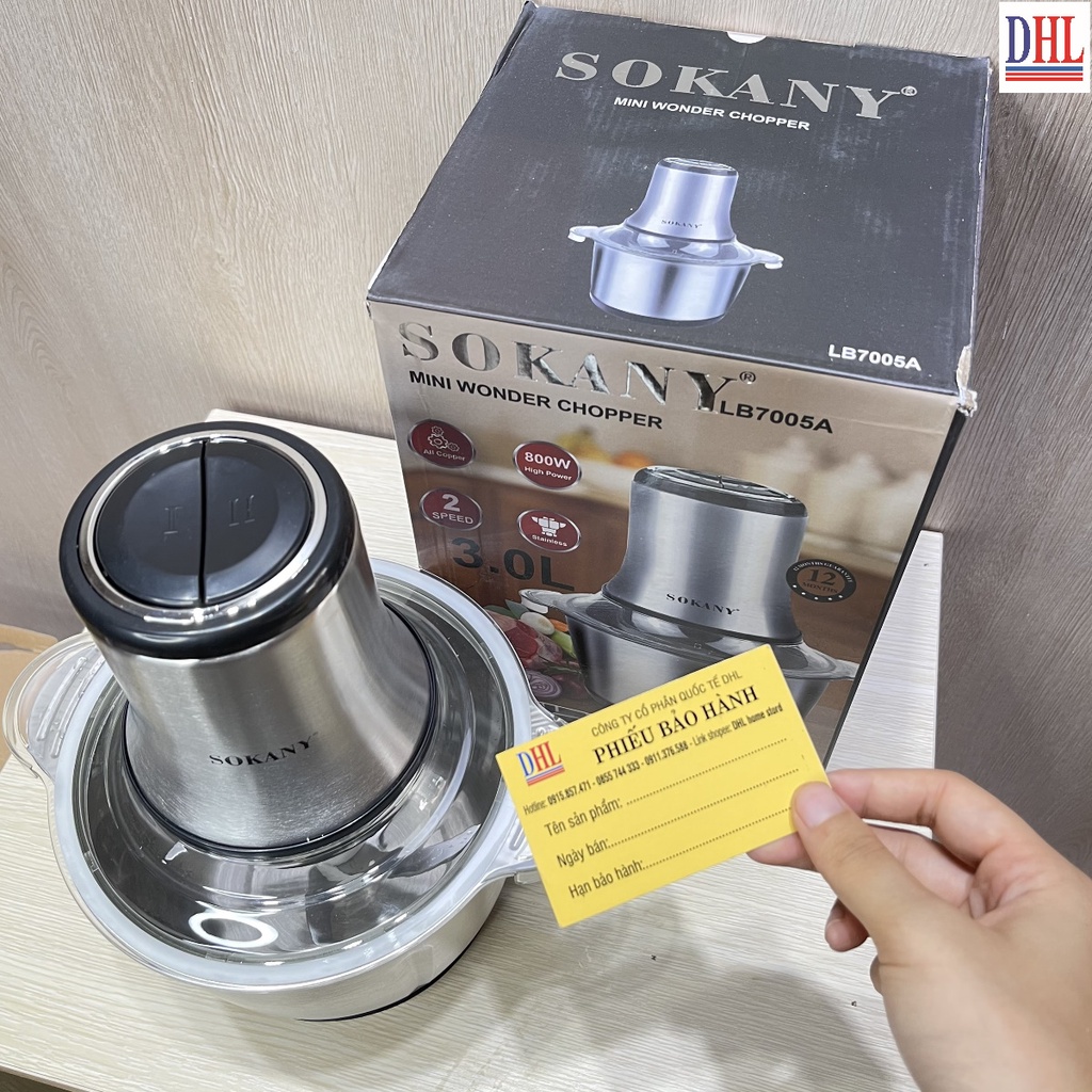 Máy xay đa năng, máy xay  thịt SOKANY LB7005A 3.0l cao cấp chính hãng tặng kèm lưỡi dao xay 3L