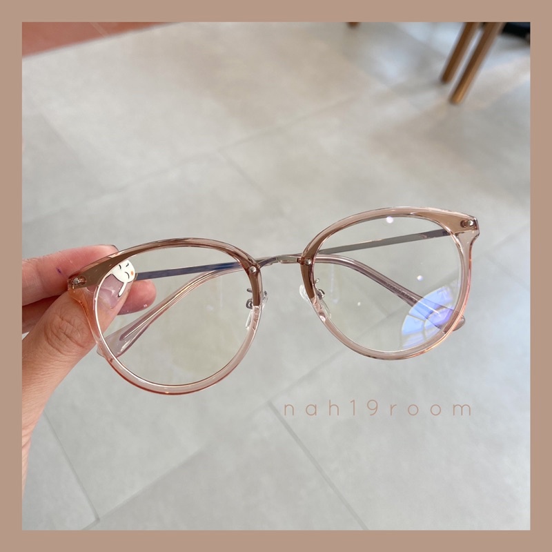 Kính mắt không độ gọng kim loại form tròn cao cấp