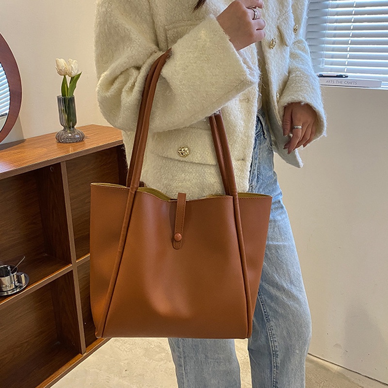 Túi đeo vai IELGY màu trơn cỡ lớn phong cách Hàn Quốc thời trang cho nữ