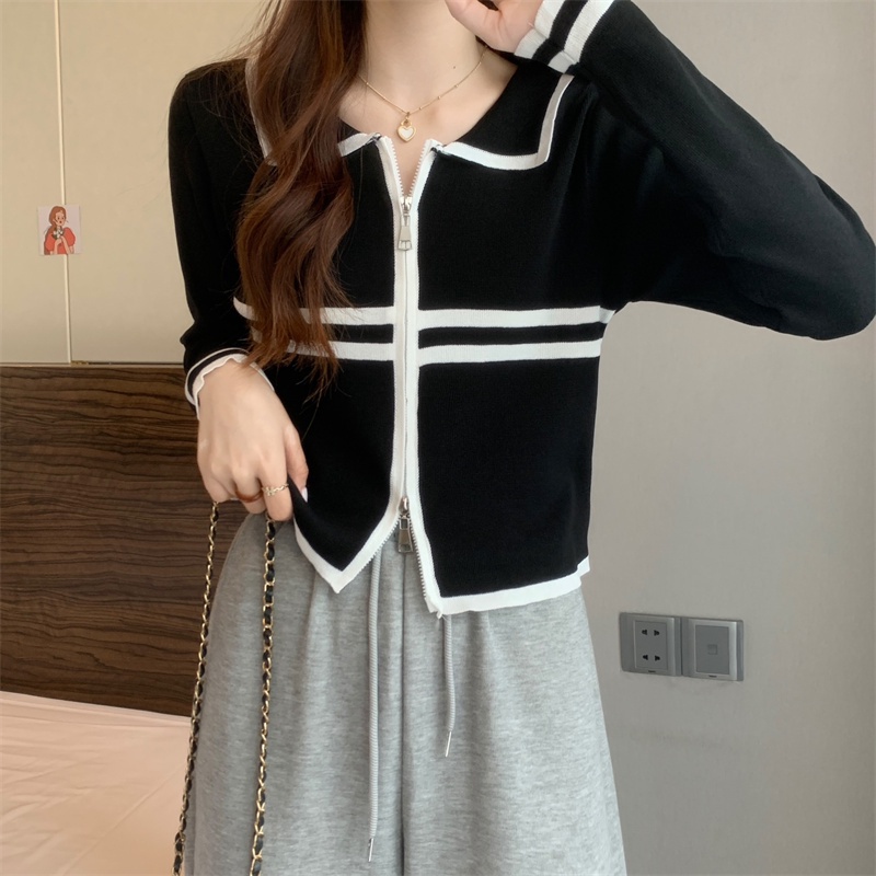 Áo Khoác Cardigan Len Dệt Kim Tay Dài Dáng Ngắn Thời Trang Mùa Thu Cho Nữ