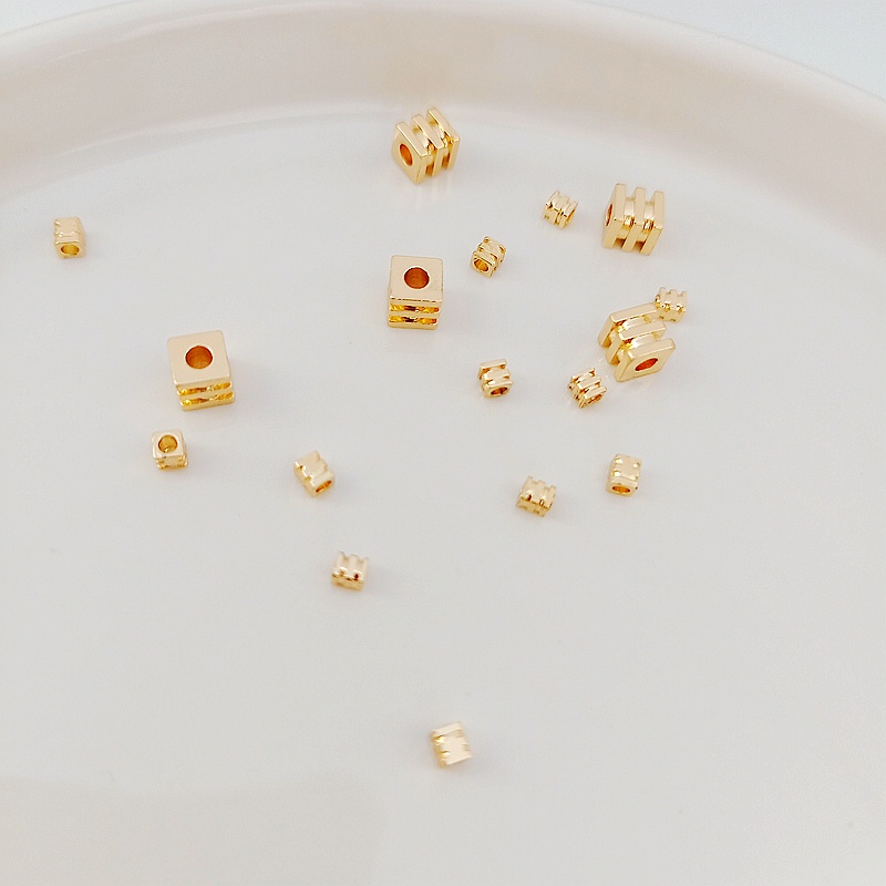 Bộ 10 hạt vuông 14K mạ vàng dùng làm trang sức thủ công