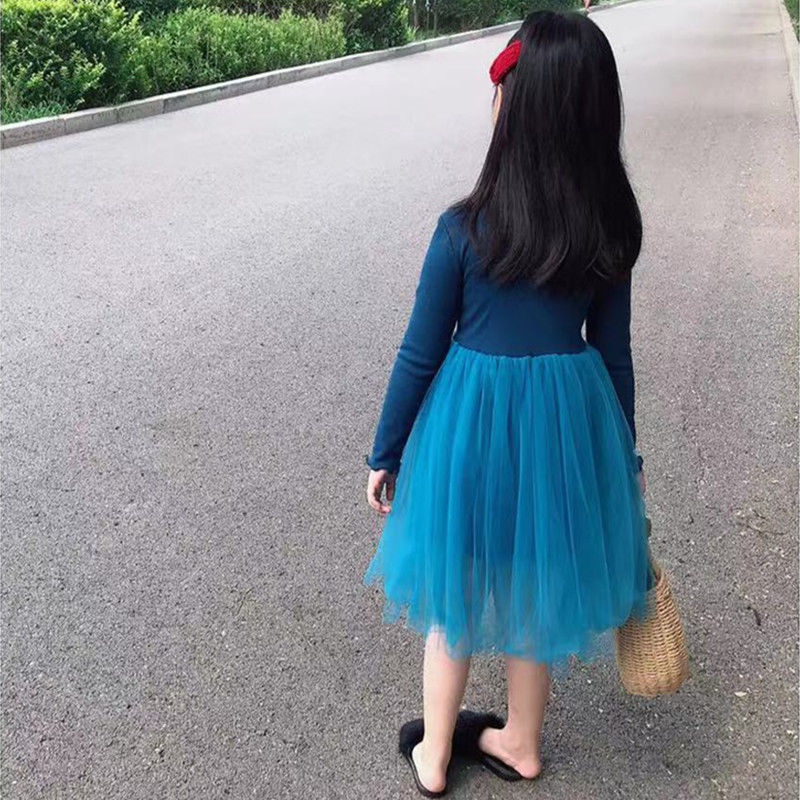 Đầm Công Chúa Ngắn Tay Phối Lưới Xinh Xắn Dành Cho Bé Gái