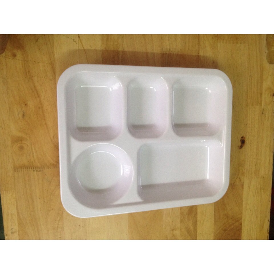 Khay cơm phần nhựa melamine cao cấp 5 ngăn dành cho học sinh 29,5 × 24,5 ×4 cm cao