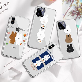 Ốp điện thoại silicon trong suốt họa tiết thỏ và cà rốt cho phone 8 plus 6 7 11 pro xr xs max - a1241