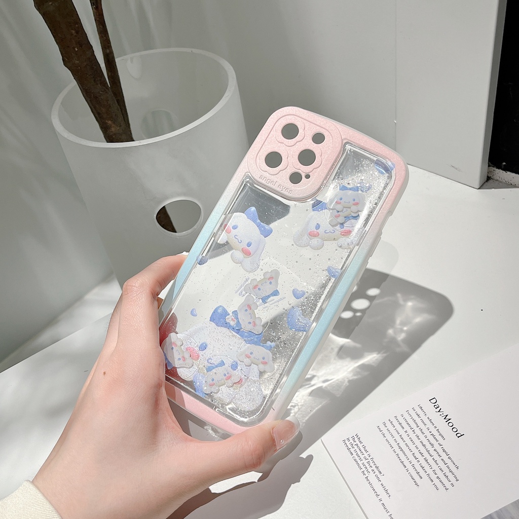 Ốp Điện Thoại Dẻo Họa Tiết Hoạt Hình Chú Mèo Kèm Nước Kim Tuyến Cho iPhone 14 / 13 / 12PRO MAX / 11 / 13PRO MAX