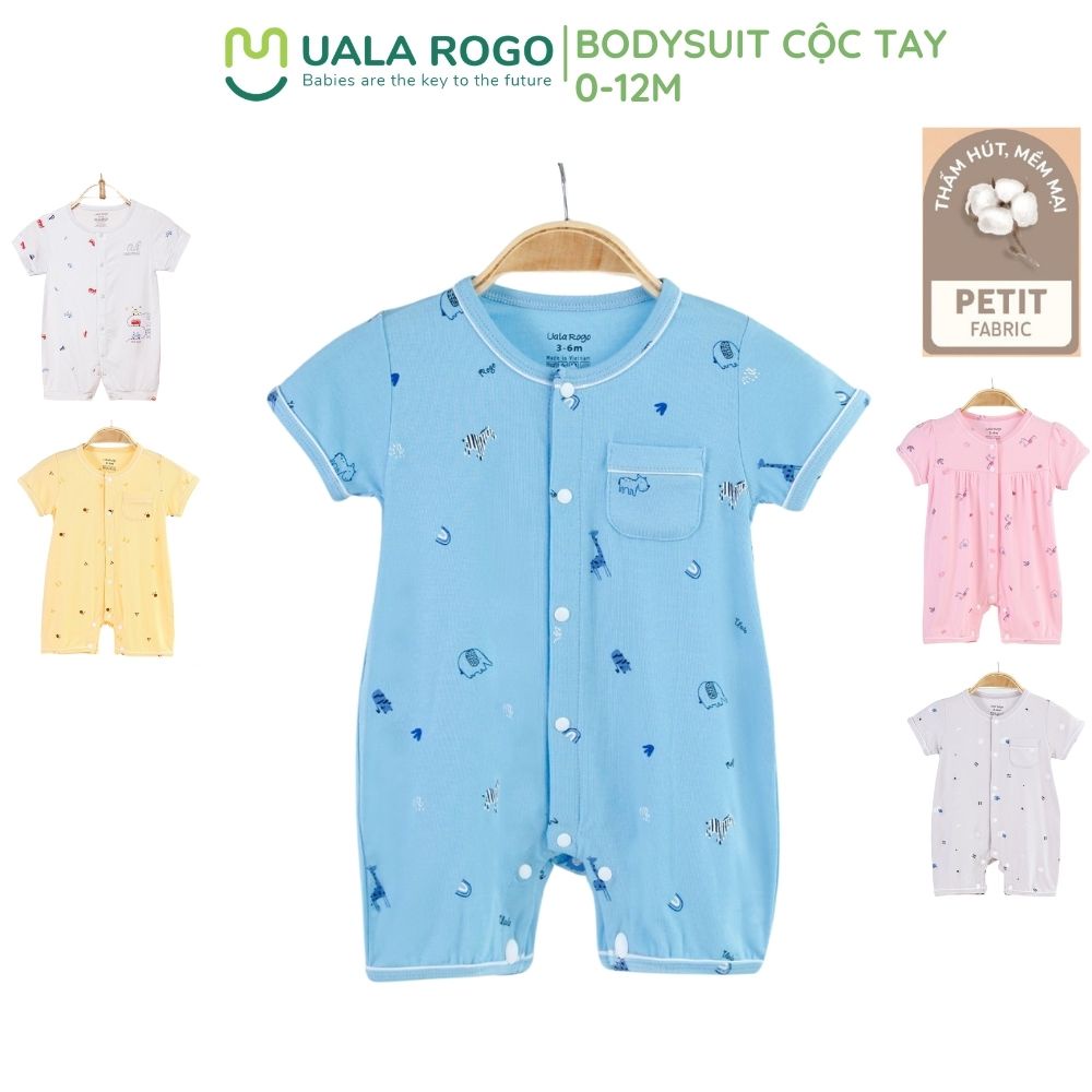 [FULL]-Bộ bodysuit cộc tay cho bé Ualarogo 0-12 tháng vải cotton/ sợi tre gọn gàng mềm thoáng