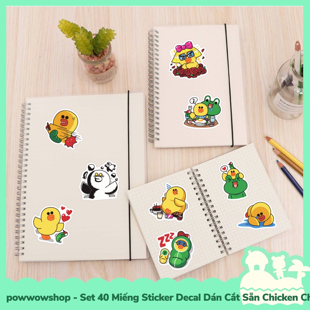 [Sẵn VN - Hỏa Tốc] Set 40 Miếng Sticker Decal Cắt Sẵn DIY Dán Trang Trí Vật Dụng Mẫu Chicken Chip  &amp; Green Fox Funny